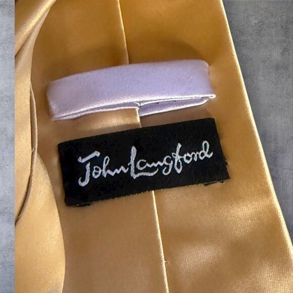 Vintage Gold Satin Tie Wedding, Prom, Formal Handmade Necktie Old Money Elegant - Picture 5 of 9